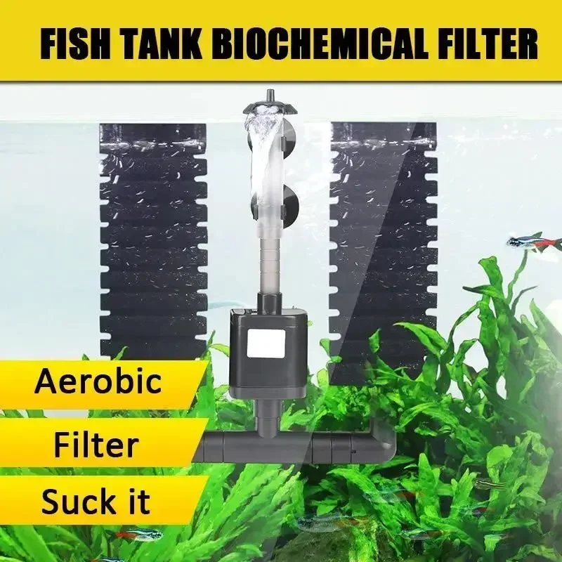 Aquarium Filter for Fish Aquarium Tank Skimmer Biochemical Sponge Air Pump Filter Sponge Clean Water Circulation Fish Farming 3W