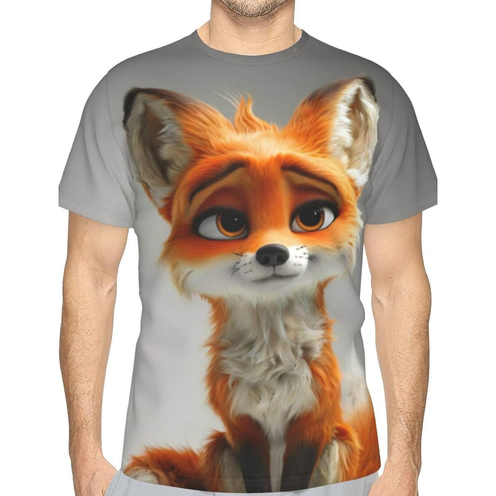 Mens T shirt Unisex Novelty Fox 3D Pattern Printed T-Shirts Cute Cartoon Animal Men Women Summer Casual Round Neck Tee Top tee Casual tops summer clot