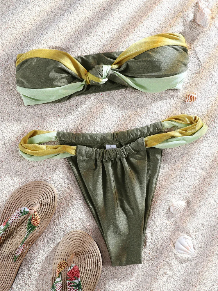 ZRTAK Bikini Sets Patchwork Swimsuit Off Shoulder Swimwear Low Waist Biquinis Women Bathing Suit Sexy Bikinis 250310