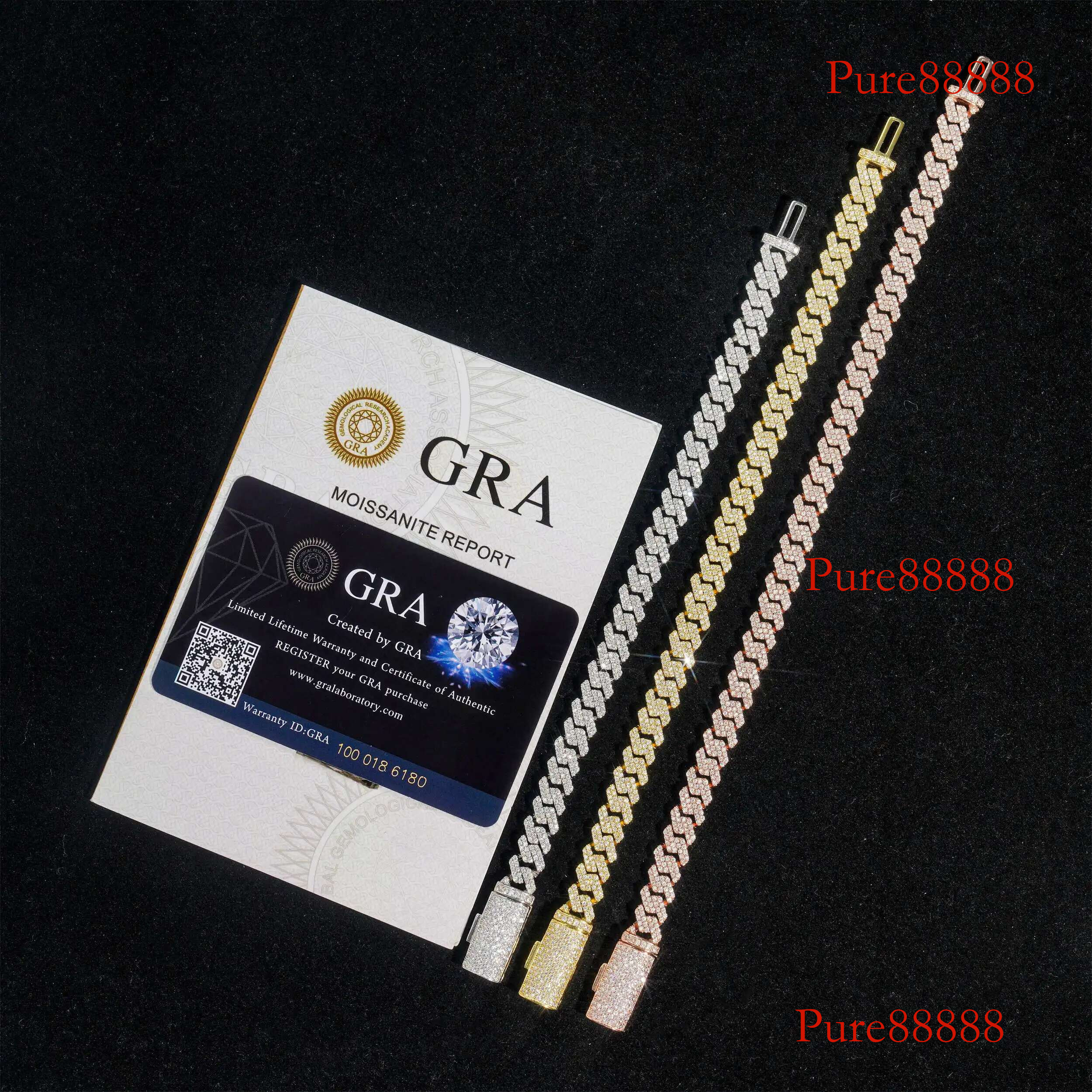 Fashionable Loose Stone S Sier Dia Cuban Chain Necklace 8mm Double Row Full of Moissanite Trendy Brand Acces