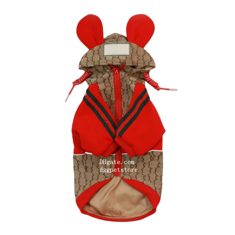 free shipping Designer Clothes ic Lettering Pattern Dog Hoodies Puppy et Pet Easter Costume Bunny Ears Doggy Warm Coats Cozy Sweater with Hat S A875