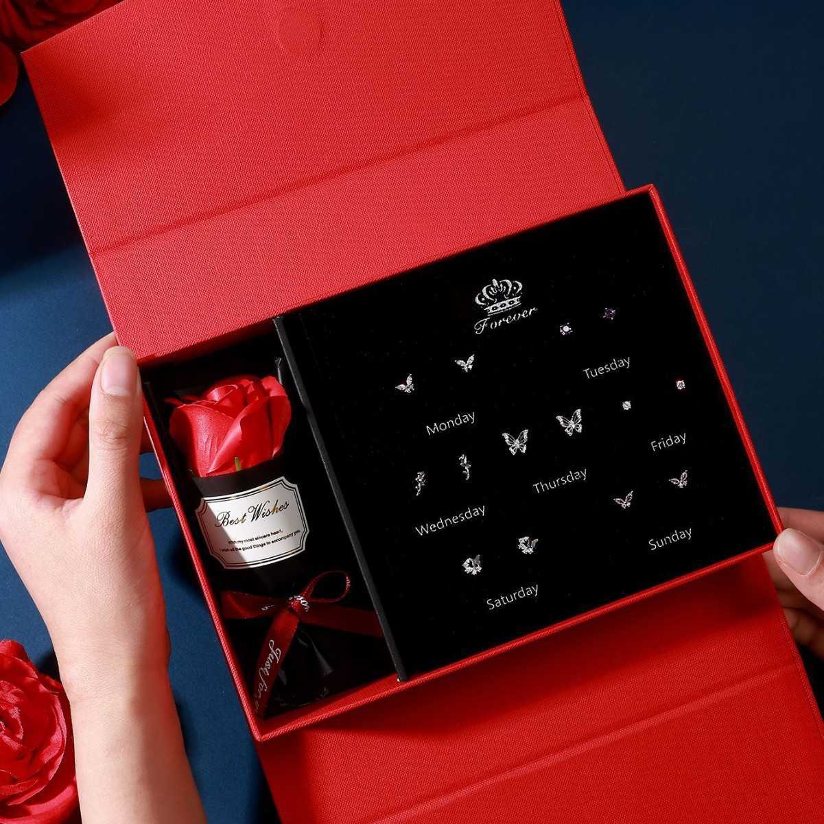 Medical titanium alloy ear hole one week earring set gift box Valentines Day gift for a girls wife and girlfriend W250312