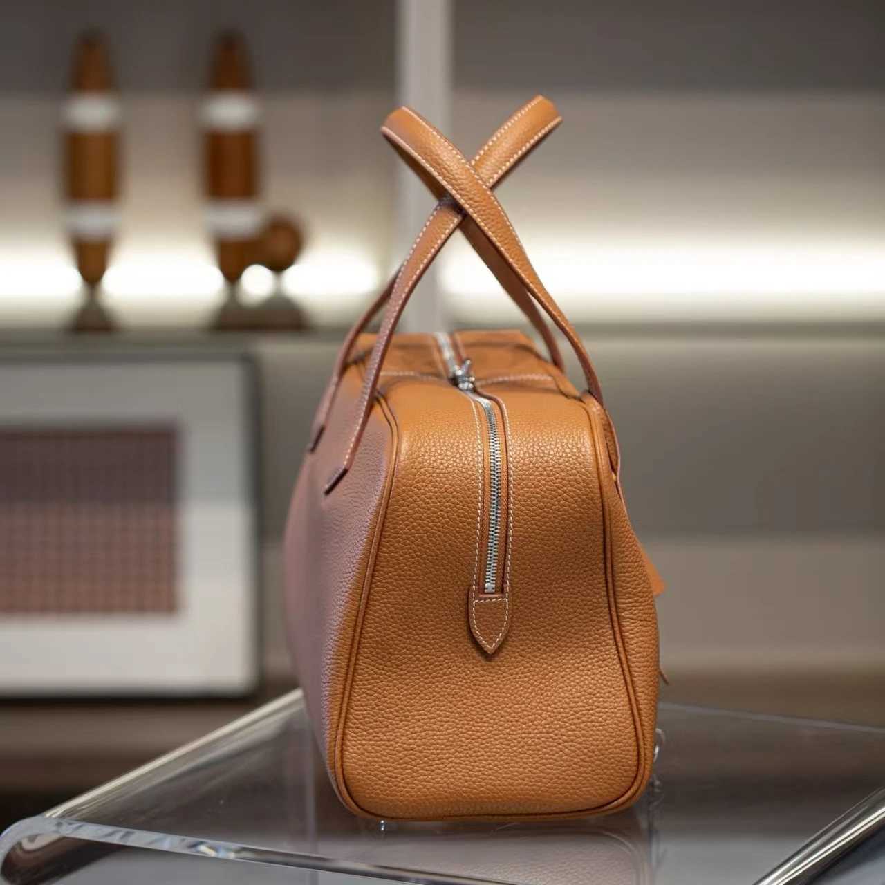 VOAETEC High Quty First Layer TC Cowhide Boston BagCommuter Travel Light Large Capacity Handbag Casual VersatileC250312