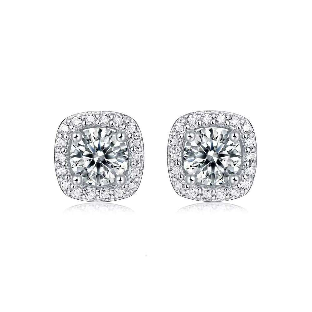 De 0.5ct 1ct D color chilled square sterg sier hip-hop female VVS moissanite earrings