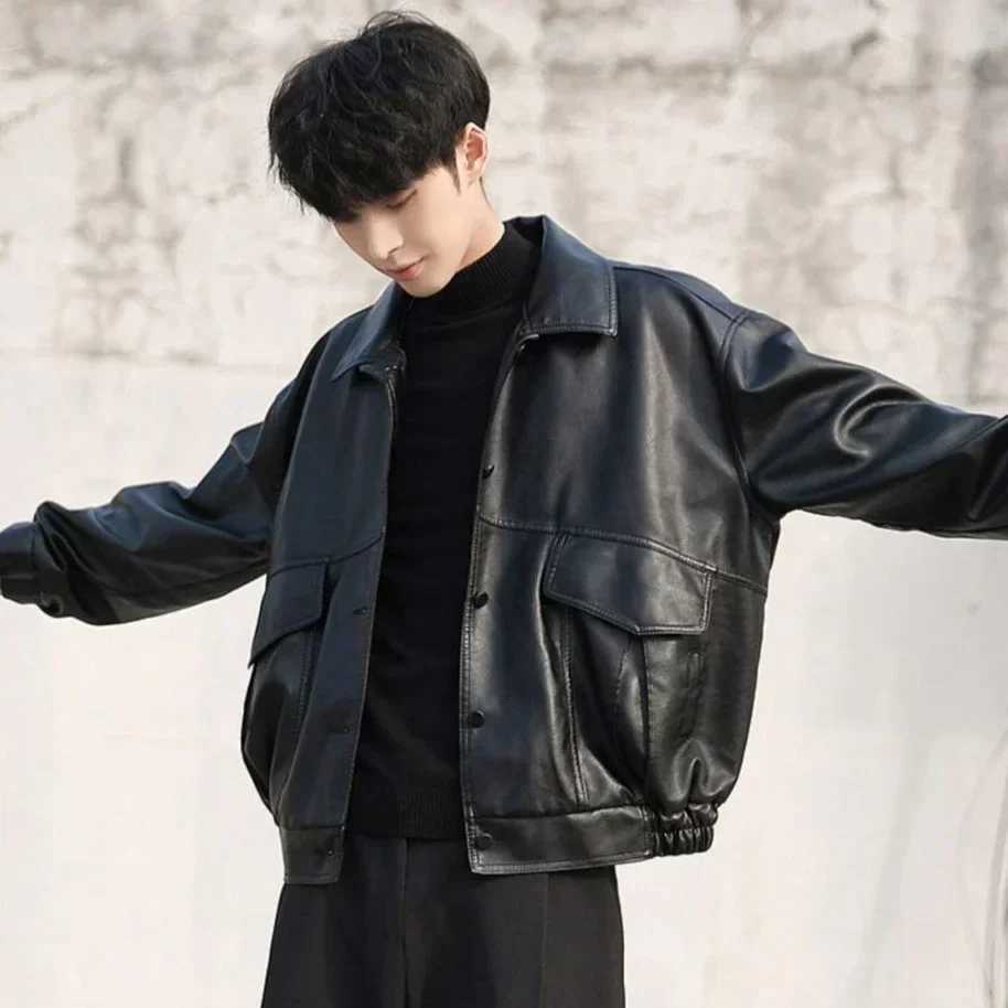 Mens Bomber Jackets Leather Spring Autumn Baseball Male Coats Korean Reviews Many High Quality Cheap Sale Original Brands Y2kT250311