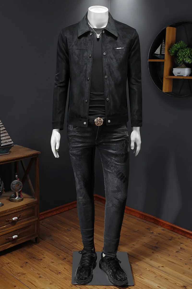 2024 autumn and winter new high-quality leather jacket single breasted slim fit jacket plus size mens leather jacket M-5XLT250311