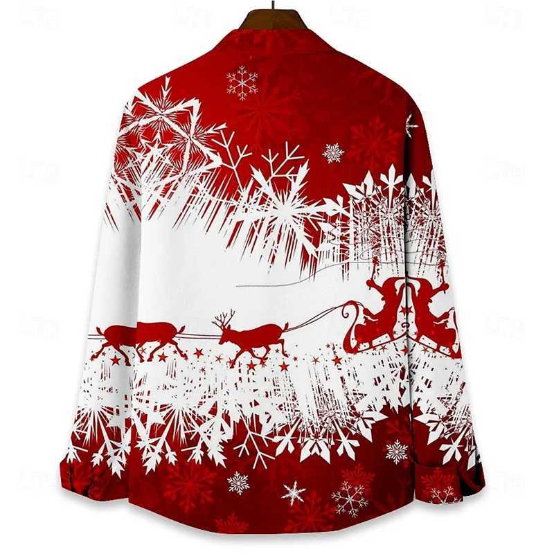 Christmas Mens Christmas Animal Shirt Santa Claus Long Sleeve Autumn/Winter Collar Shirt 3D Printed XS-6XL New Year Gift W250312