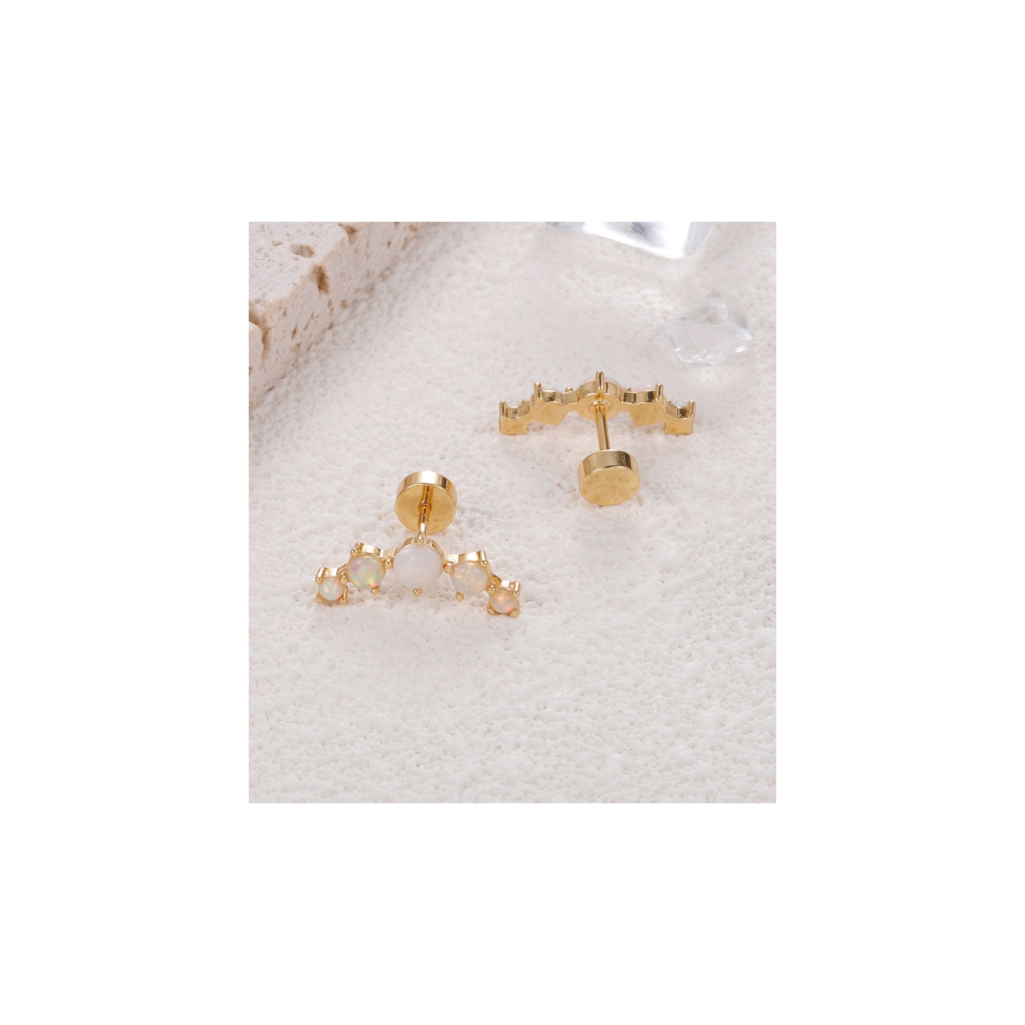 G23 Titanium Cartilage Earrings for Women 16G Pure Titanium Flat Back Stud for Sensitive Ear 14K Gold Cartilage CZ Stud Earrings Internally Threaded C