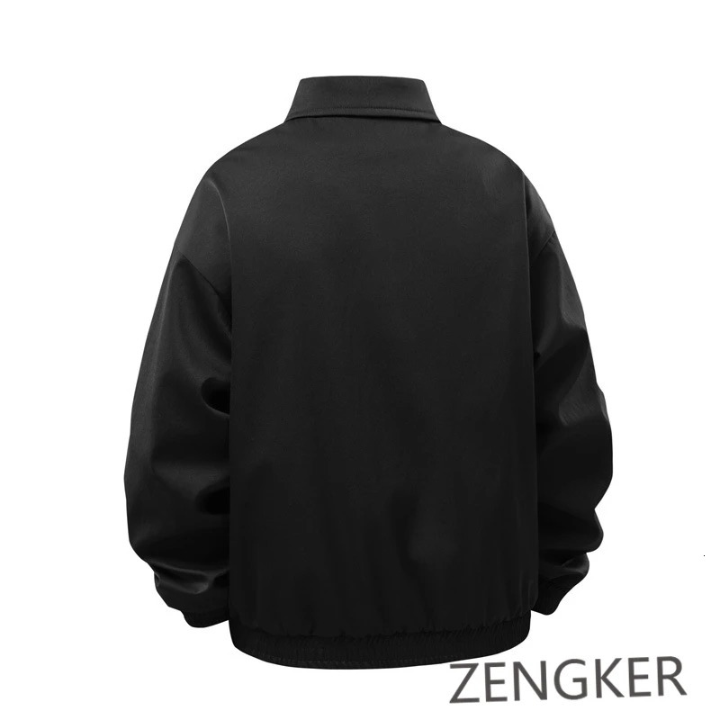 Men spring simple collar plus size workwear trend loose casual solid color versatile jacket 145kg 9XL 8XL 7XL 250312