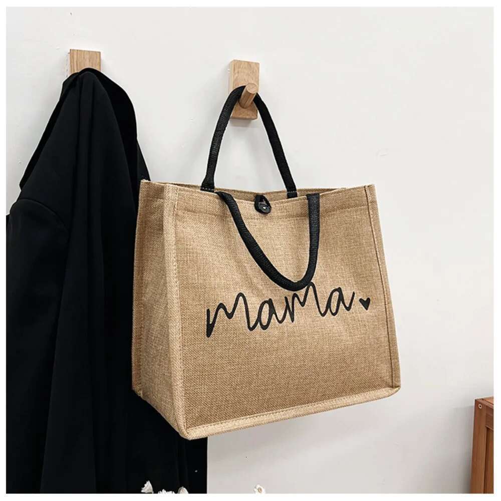 Reusable Foldable Tote Vintage Letter Prints Women'S Shoulder Bag Cotton en Handbag Female Eco-Friendly Shopping Satchel