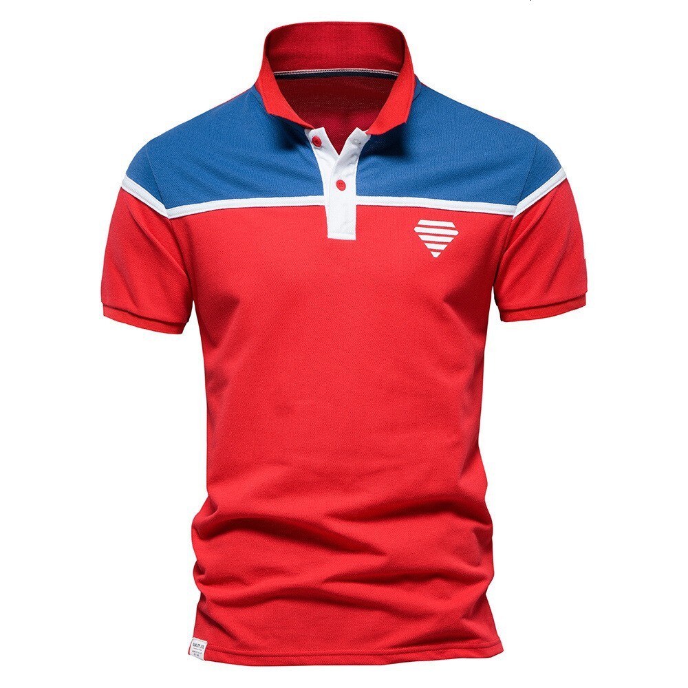 Men's T-shirt 2025 New Year Summer Splicing Printed Cotton Short Sleeve Polo tracksuit