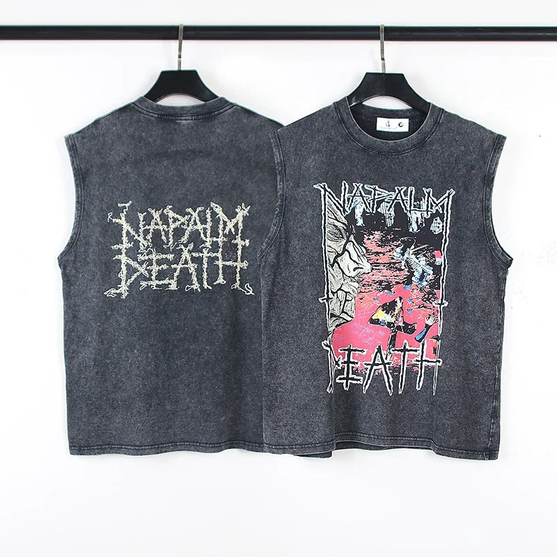 Yao Fashion Saint of Michael Retro Summer Graffiti Hip Hop Printing Dark Gothic Washed Mens Tank Top 250311