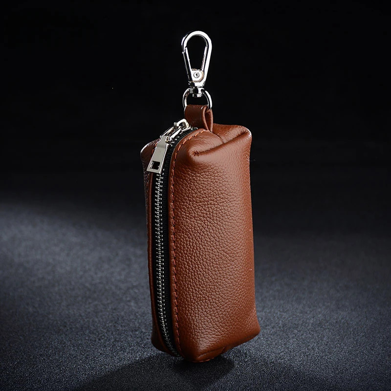 Genuine Leather Keychain Men Women Key Holder Organizer Pouch Cow Split Car Long Key Bag Housekeeper Key Case Wallet 250311