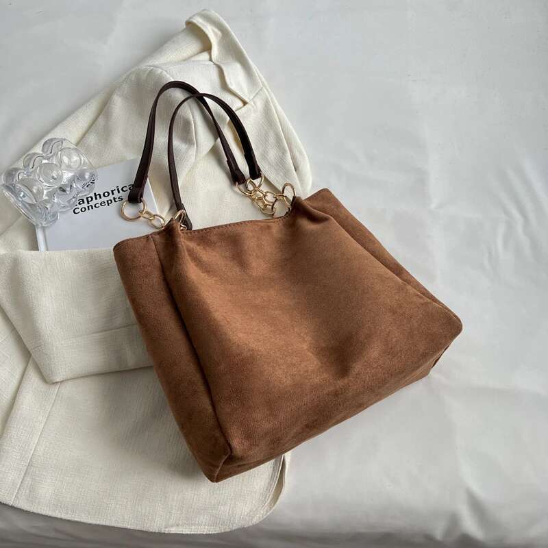 Leisure Suede Large Capacity For Women, Commuting Shoulder Bag, Tote Bag