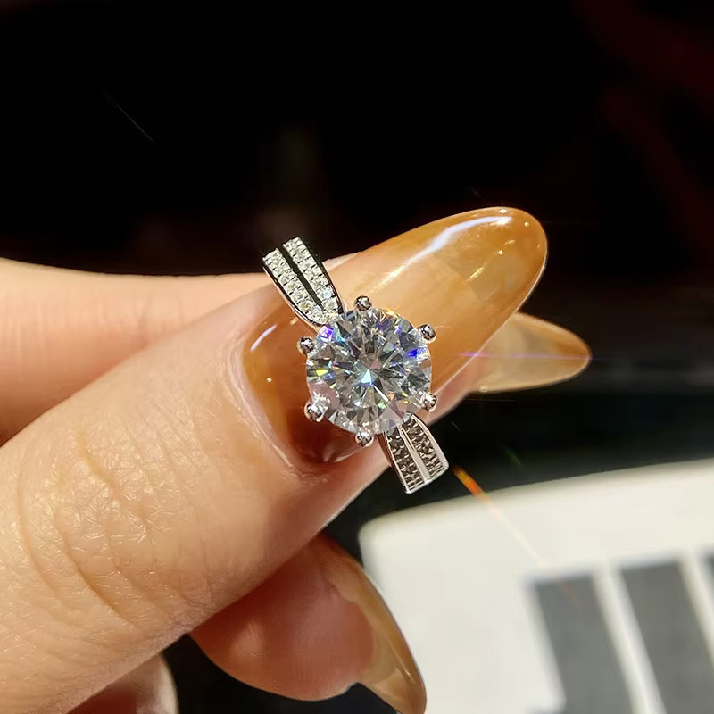 GRA Certified Diamond Moissanite Jewelry 925 Sterling Silver 1 2carat Round Cut Moissanite Ring for Women Engagement Jewelry