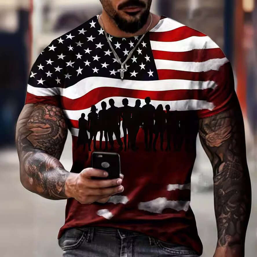 Hot selg European American men clothing, youth sports, digital printing, 3D T-shirt, short sleeved, 2025 new casual and versatile fashion clothing