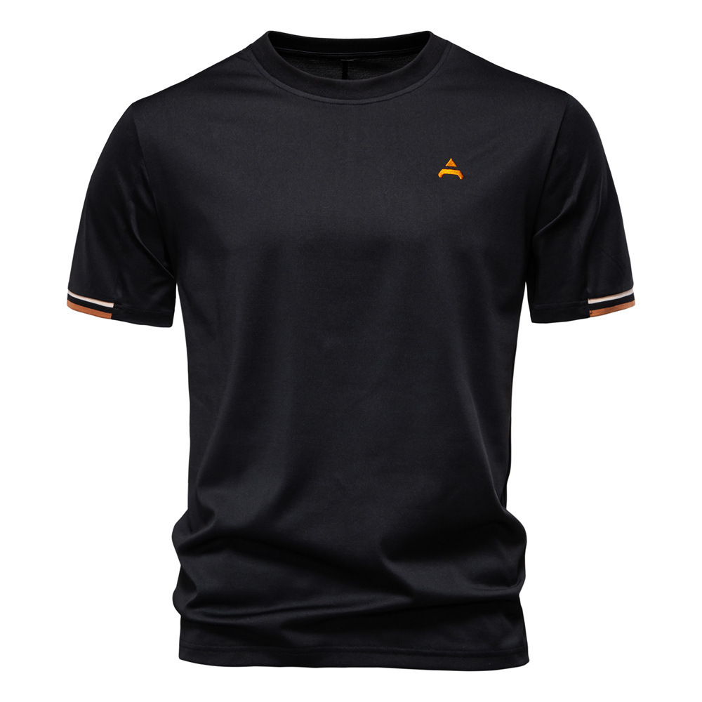 2025 Summer New polo t shirt Solid Color Embroidered Casual Versatile Men's Round Neck Short Sleeve tracksuit