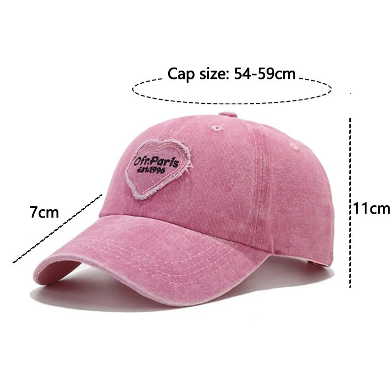 Korean Women Baseball Cap Spring and Summer Retro Love Heart Embroidery Hat Girls Fashion Patch Sunshade Soft Top Caps 250311