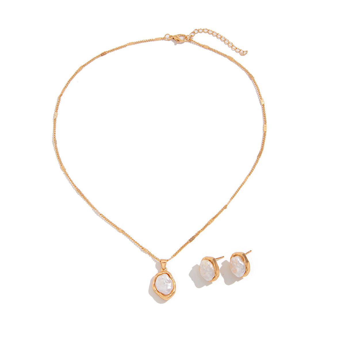 Temperament Imitation Pearl Pendant Necklace Jewelry Women's High Sense Earrings Necklace Set Jewelry for Women