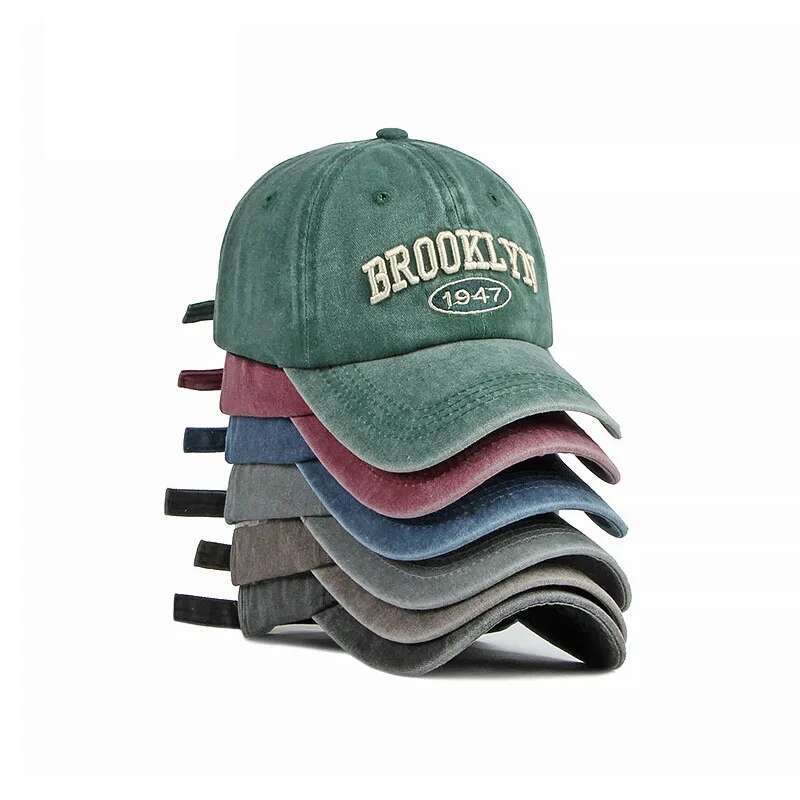 Four Season Men Baseball For Women Casual Retro Washed Cotton 1947 Embroidered Snapback Hat Summer Unisex Sun Protection Cap