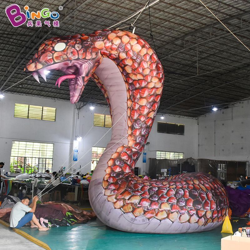 6m height (20ft) with blower Simulated inflatable cobra gas model, wild animal cobra stage layout, interactive decoration, inflatable model