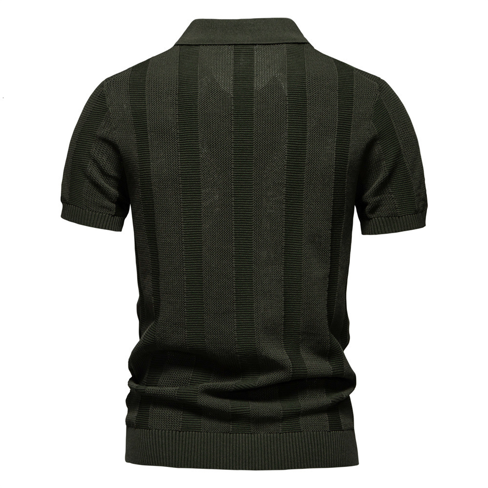 2025 Summer New Men's Striped Hollow Short Sleeve Sweater Polo t shirt for Men tracksuit