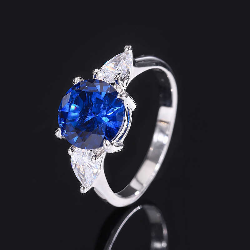 Zhuangsheng S925 silver jewelry simulation red and blue circular niche daily set 9mm-6mm W250312