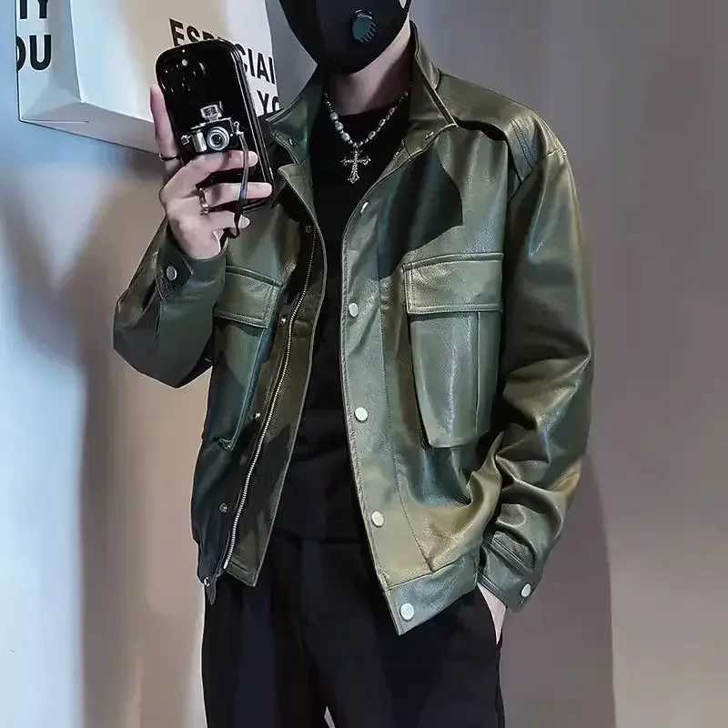 Man Coat Leather High Quality Clothing Fashion 2024 Vintage Cargo Jacket for Men Cheap Sale Joker Casual Aesthetic Clothes OfferT250311