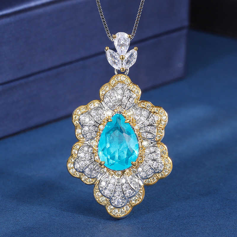 Zhuangsheng Copper Bottom Plated Gold Wind Simulation Color Treasure Set Creative Flower Shaped Full Diamond Luxury Set Main 10 * 14 W250312