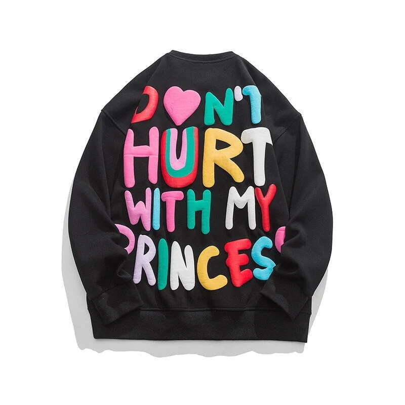 American street rainbow foam printed sweatshirt, loose and fashionable hip-hop style hooded sweatshirt