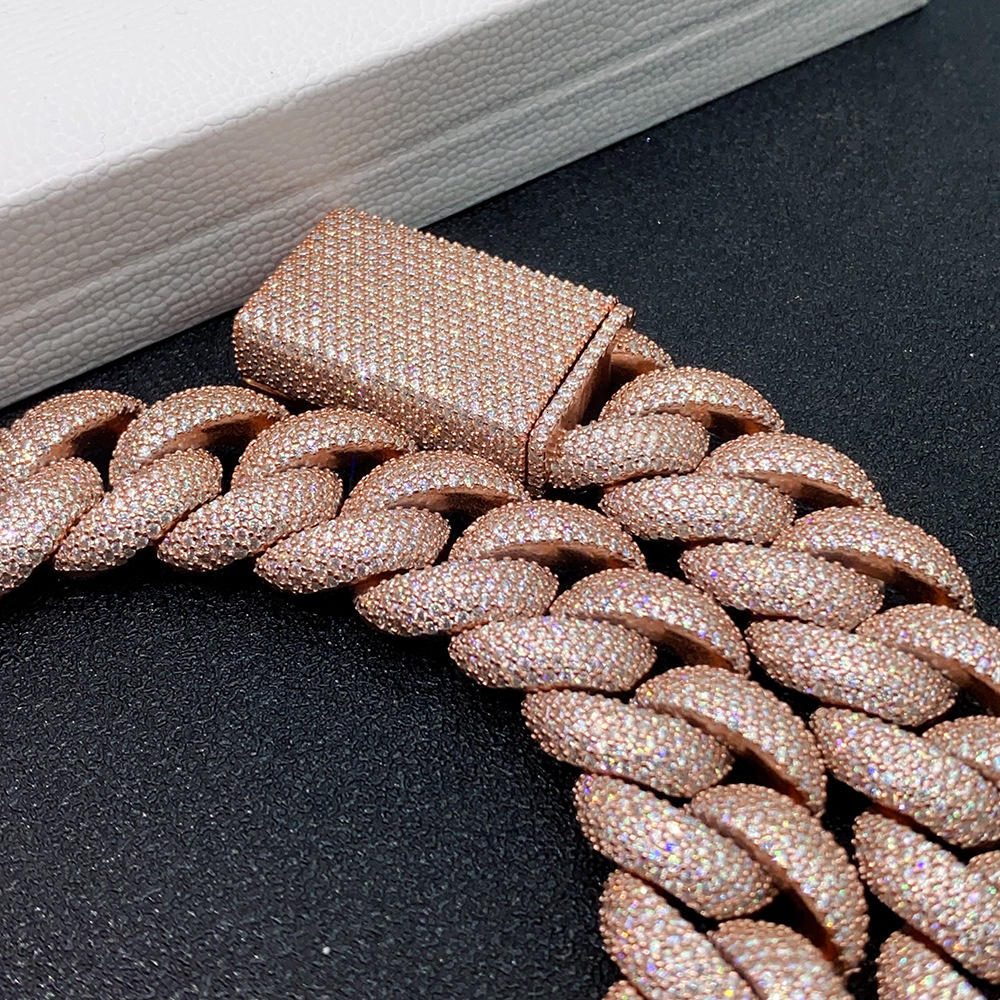 20mm Five Rows Of Moissanite Cuban Chain Bracelet Necklace S925 Silver Iced Out For Men Hip Hop Jewelry Pass Diamonds Tester