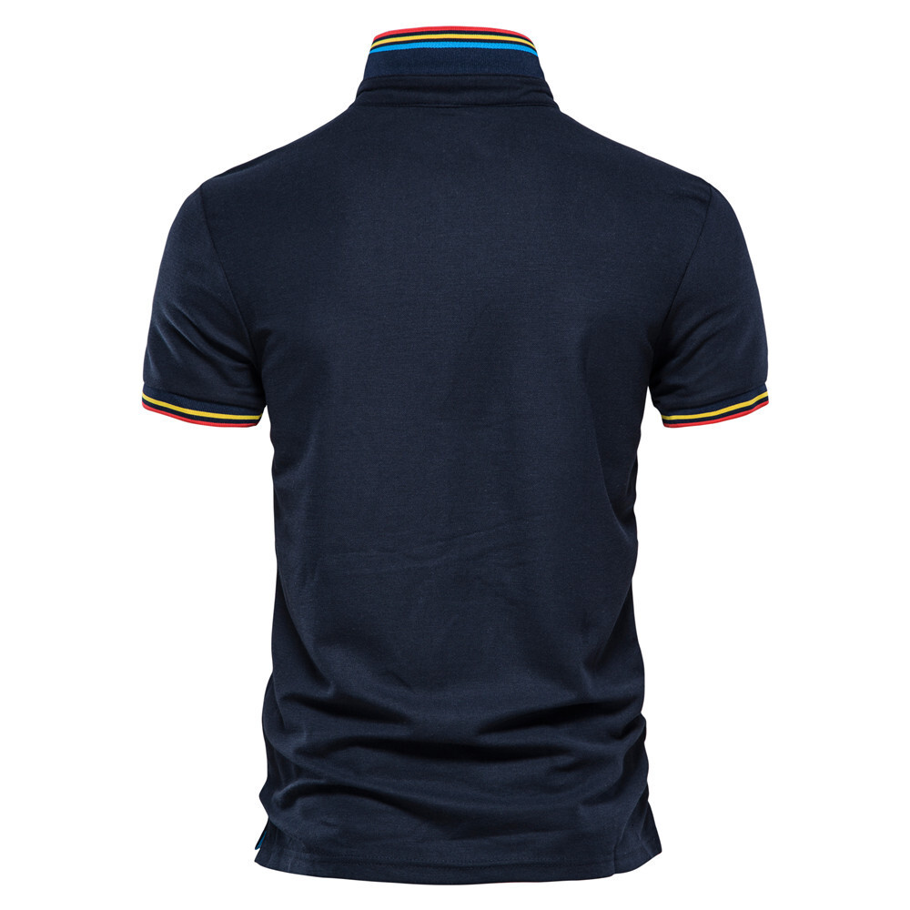 Business polo lapel top embroidered cotton short sleeved T-shirt men's European size t shirt tracksuit