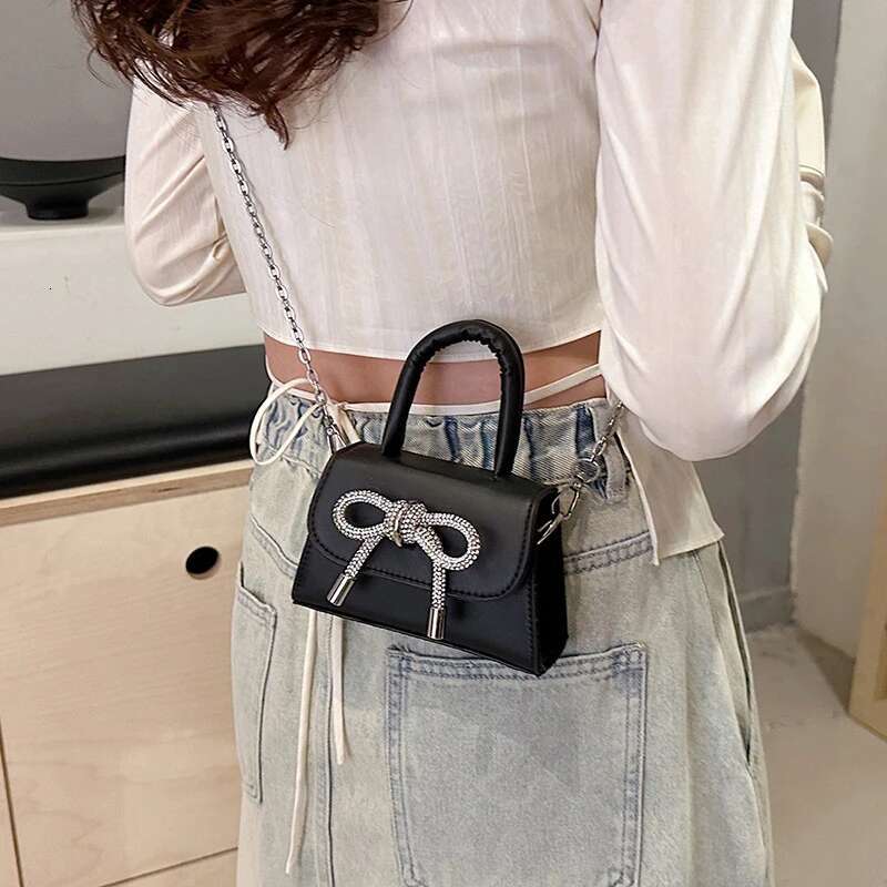 Bow Design Solid Color Mini Shoulder Bag High quality PU Leather Flip Cover Women s Crossbody Bag 2025 Fashion Designer Women s Chain Wallet And Handb