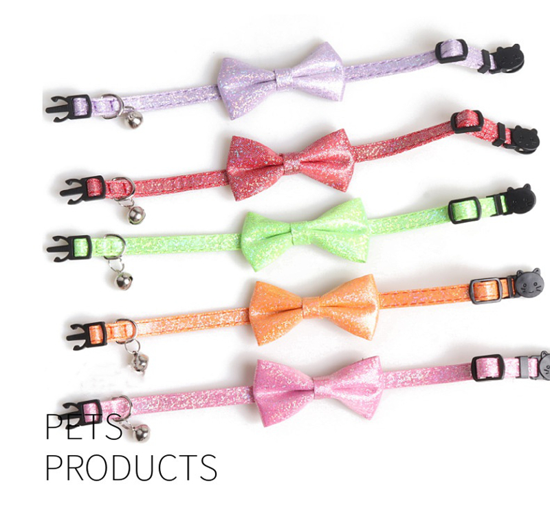 Sparkle Cat Collar, Breakaway Safety Collar with Bell Cat Bow Tie Collar Cute Kitten Collar Multiple Colors Pet Collar Adjustable Safety Quick Release