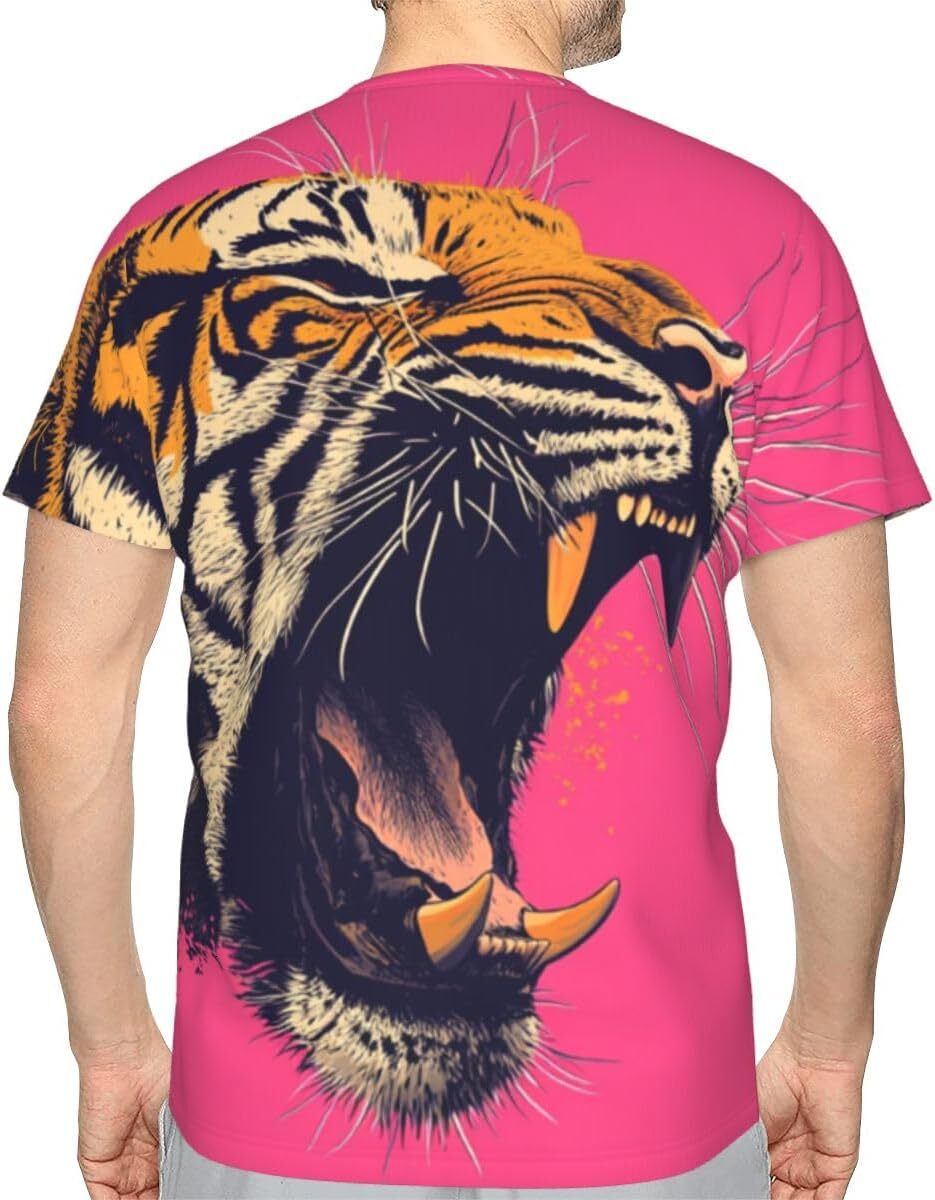 Mens T shirt Painted Tiger Unisex 3D Pattern Printed T-Shirts Roaring Tiger Graphic Summer Short Sleeves Fashion Casual Tee Top tee Casual tops summer
