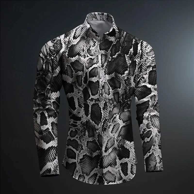 New 3D printed animal pattern snake skin printed shirt for mens sports street cool fashionable comfortable high-definition pattern with multiple optio