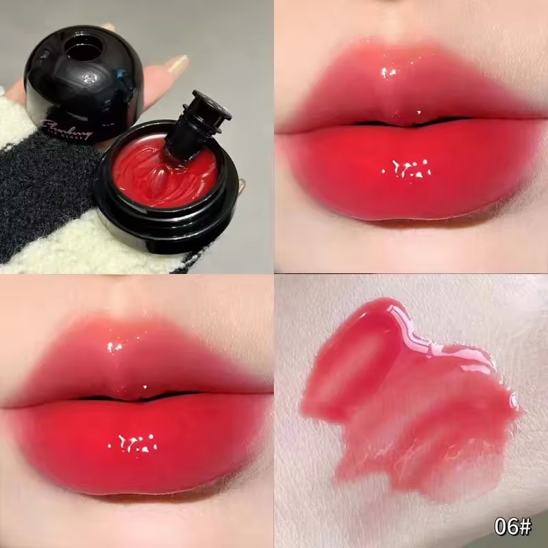 With Silicone Lip Brush Jelly Solid Lip Gloss Non-stick Mirror Lip Tint Lasting Makeup Moisturizing Canned Crystal Lipstick Mud
