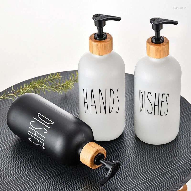 Liquid Soap Dispenser 500ML 2PCS Hand Dish Set Refillable PET Plastic Bottle Shampoo Shower Gel Lotion Empty Container Bathroom