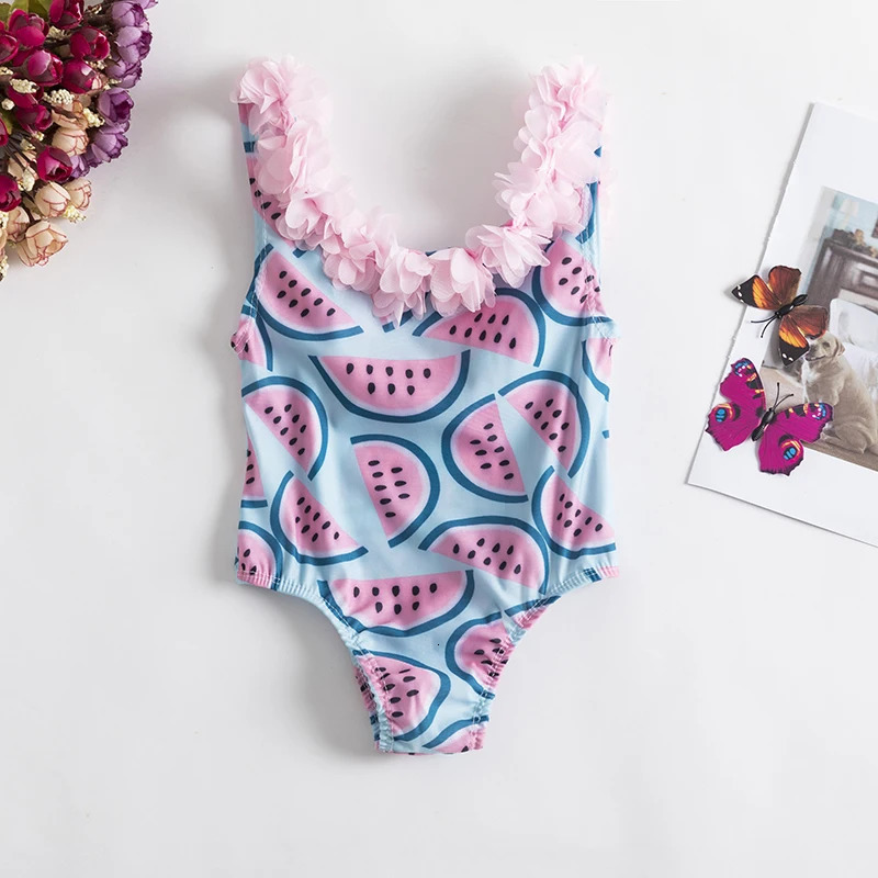 Baby Girls Swimwear Toddler Kids Swimsuit Bikini Flower Girls Summer Beachwear Backless Children Bathing Suit 1 2 3 4 Years 250311