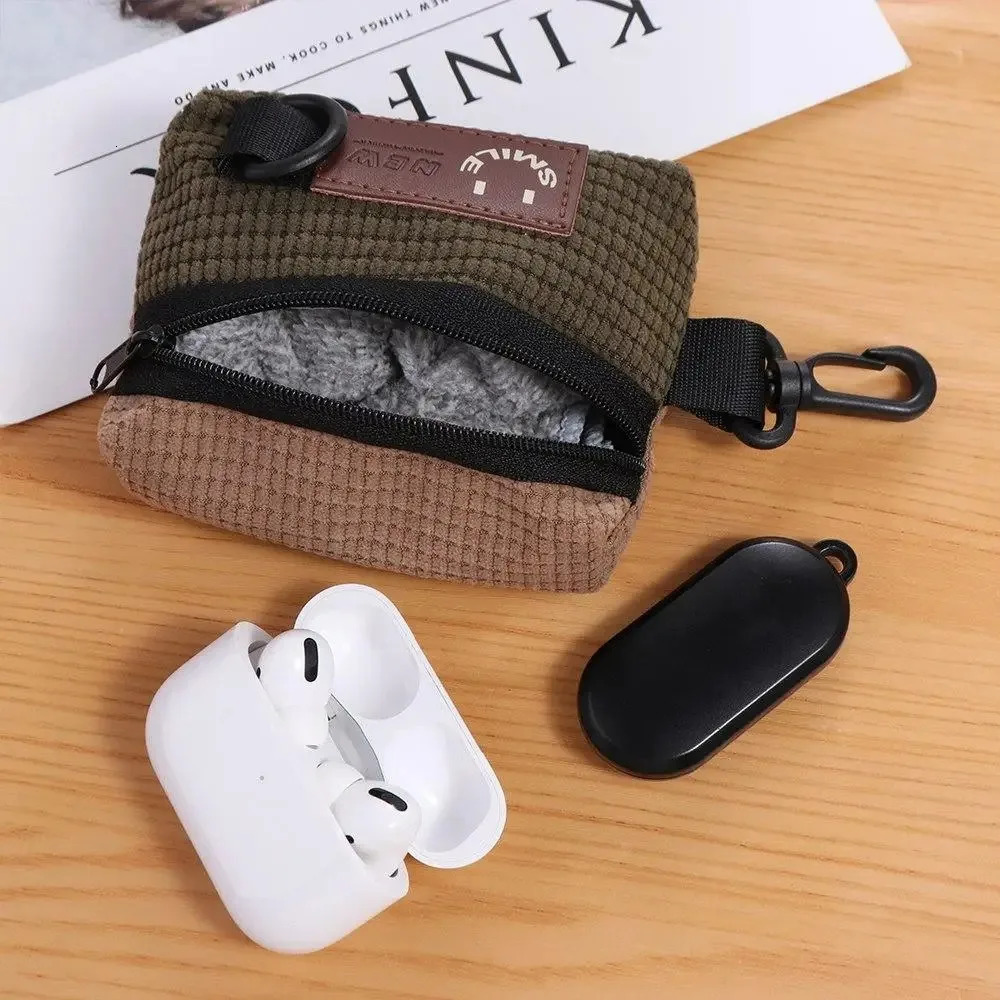 Fashion Corduroy Coin Purse Keychain Mini Key Case Zipper Montage Square Earphone Bag Outdoor Cycling 250311