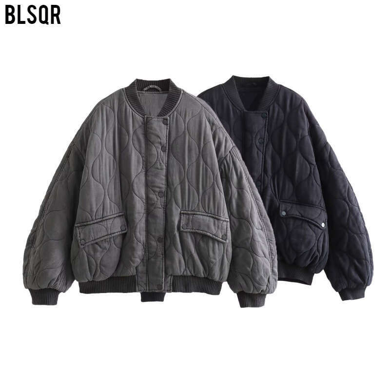 Women's Autumn And Winter Fashion Loose Pilot Shoulder Width Washed Cotton Jacket B481159