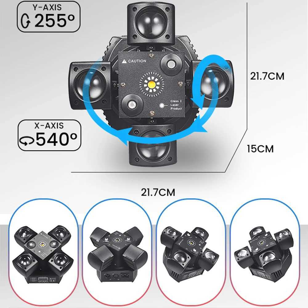 4-Arm Mini Moving Head DJ Light 48W Disco Lights Headlights LED DMX512 Beam Strobe Effect RGBW Party Night Club Stage Light X250312