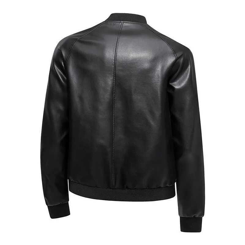 2025 Spring Mens Casual Leather Jackets Solid Stand Collar Zipper Motorcycles PU Outwear Male Autumn Fashion Moto Biker JacketT250311