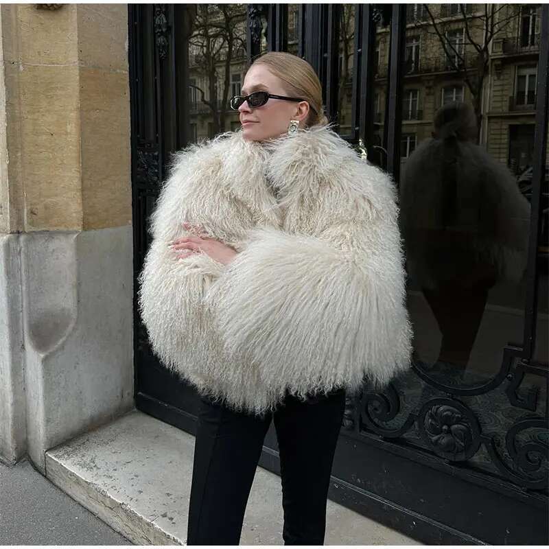 Solid Color Plush Women's Fashion Fluffy Faux Fur Jacket Long Sleeve Warm Cardigan Coat 2024 Lady Winter Street Outerwear