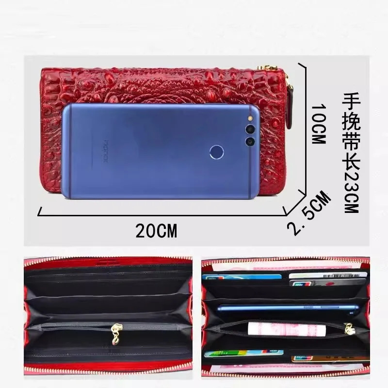 pattern genuine leather womens wallet big real cow Leatther y short snouted clutch bag 250311