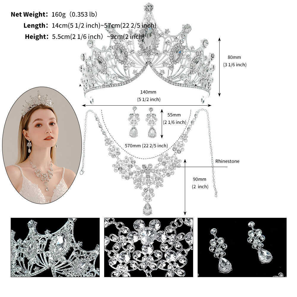 Jewelry Set Necklace Earrings Crown Wedding 3-Piece Set Wedding Dress Banquet Bridal Accessories W250312