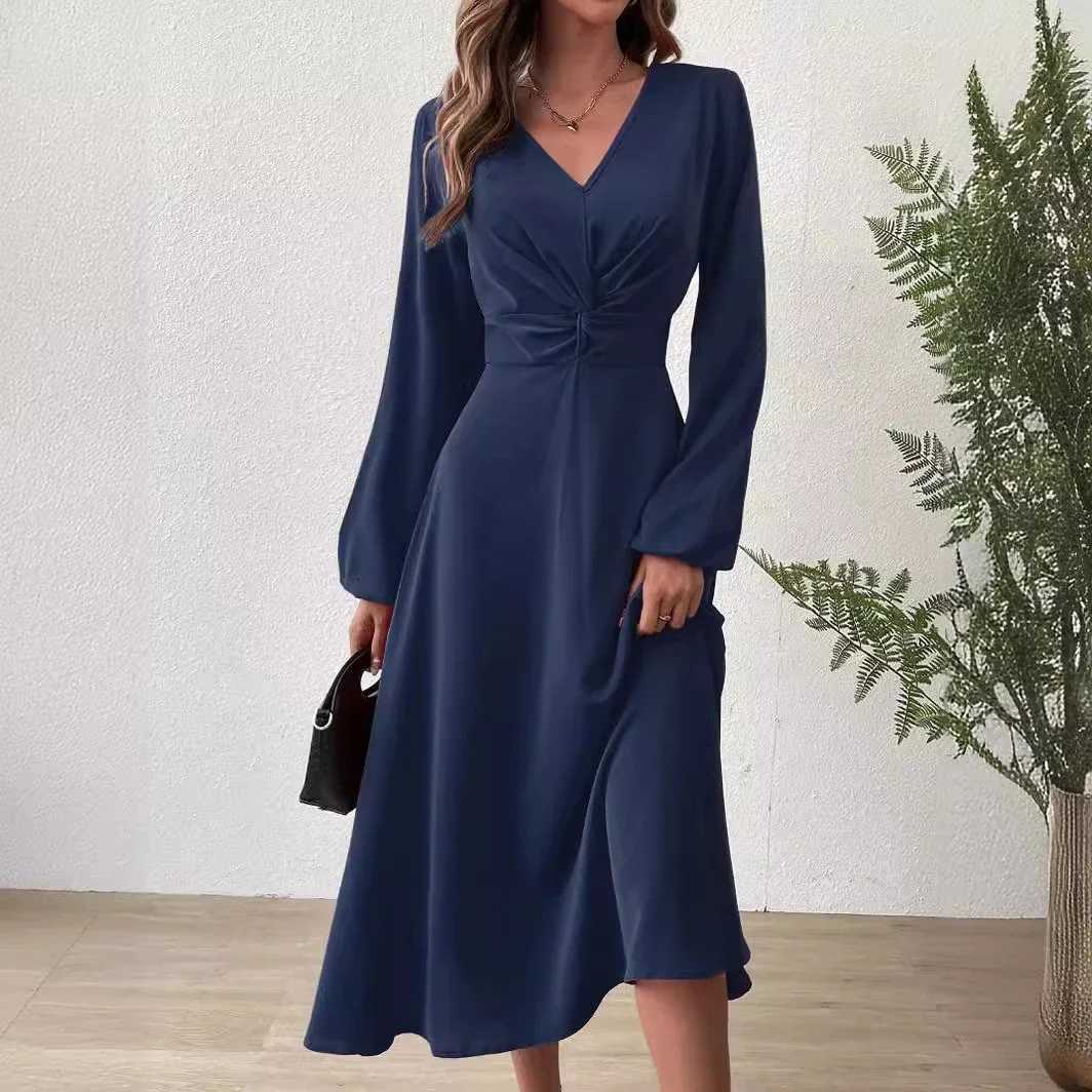 Maternity Dresses Dress Pregnant Women Autumn V-neck Solid Color Elegance Dress Antern Long-sleeve Hot Mammy Close-fitting SkirtT250311