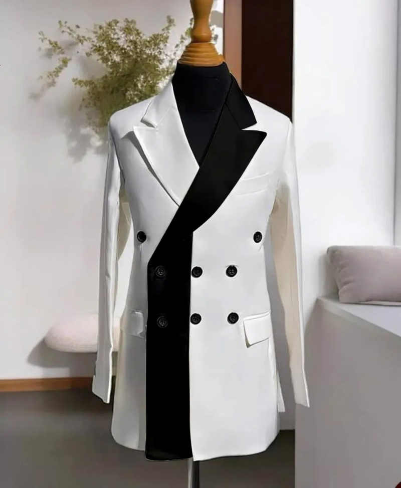 Simple Wedding Tuxedos Double Breasted Men Suit Notched Lapel 1 Piece Set Jacket Fashion Groom Business Blazers Customized