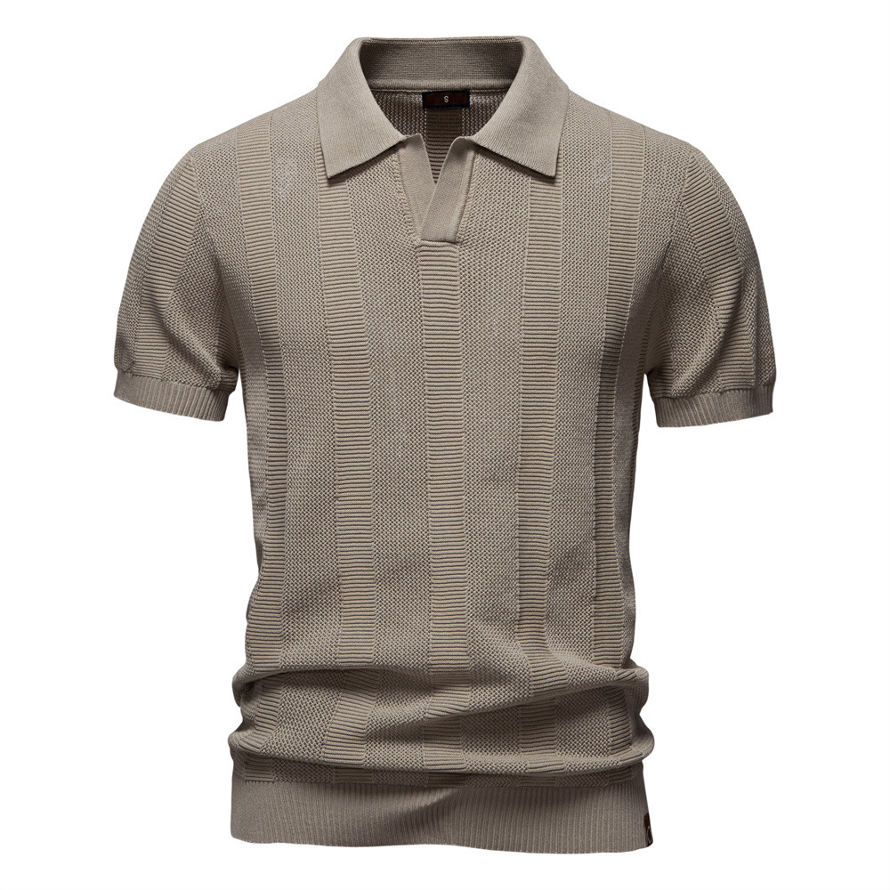 2025 Summer New Men's Striped Hollow Short Sleeve Sweater Polo t shirt for Men tracksuit