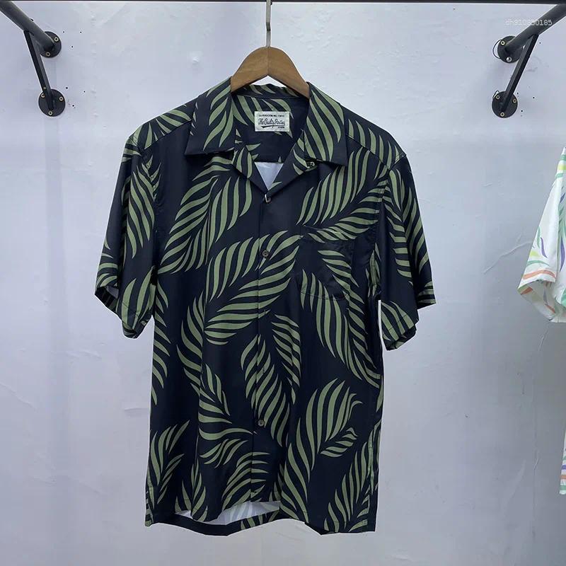 Men's Casual Shirts Hawaii WACKO MARIA Lapel Short Sleeve Shirt Men Woman High Street Printing Summer Top Tee Vintage